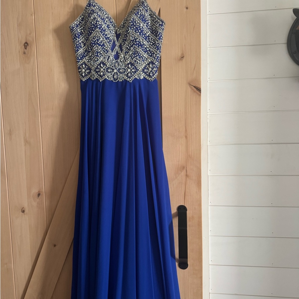 Aspeed Sapphire Gown with Silver Embellishments